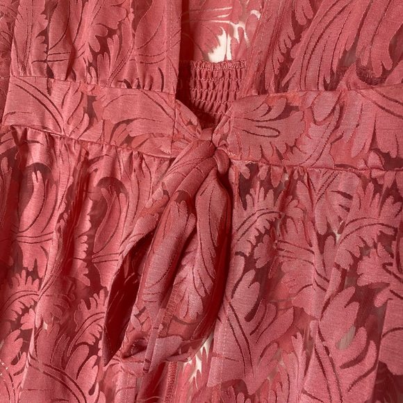 Brand New! Ember Printed Sheer Salmon Pink Duster/Swimsuit Coverup. Size XL - Picture 7 of 7